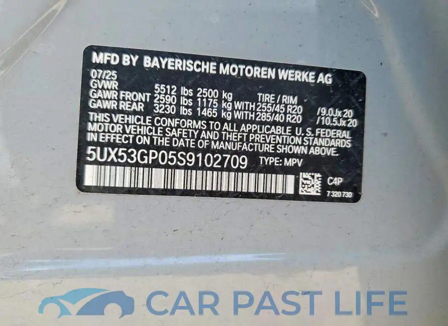 5UX53GP05S9102709# 12