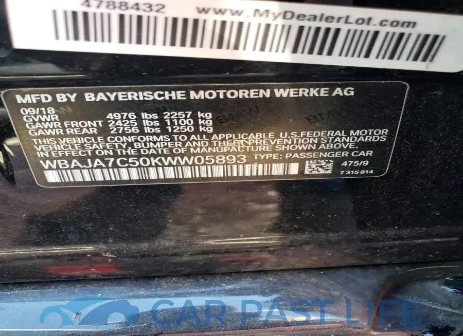 WBAJA7C50KWW05893# 12