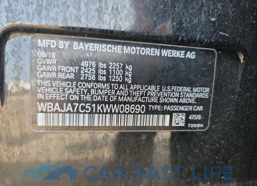 WBAJA7C51KWW08690# 12