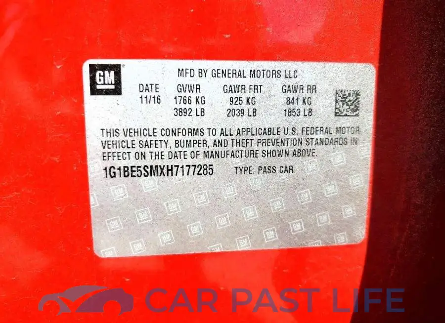 1G1BE5SMXH7177285# 12
