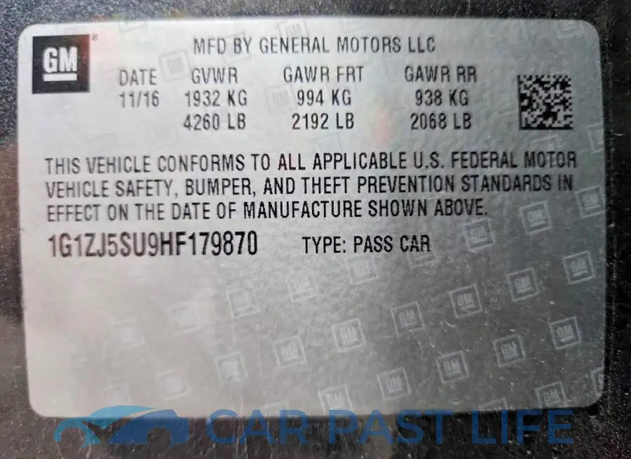 1G1ZJ5SU9HF179870# 12