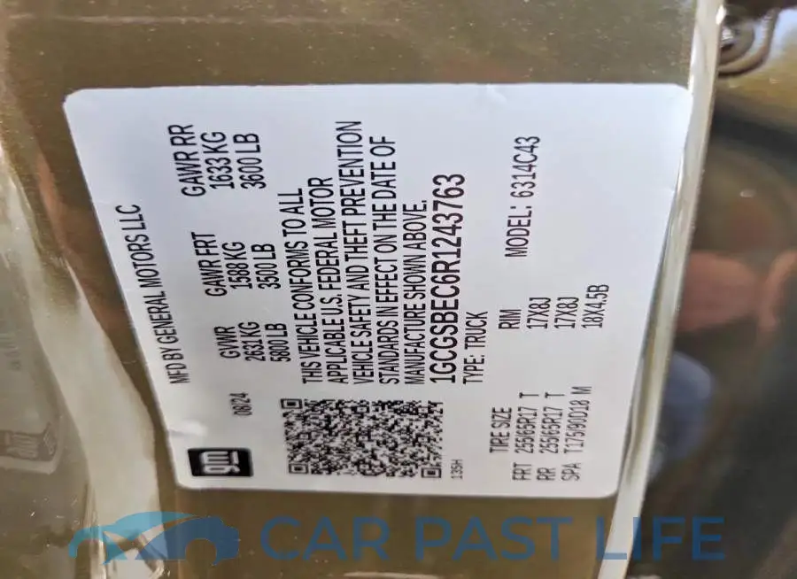 1GCGSBEC6R1243763# 12