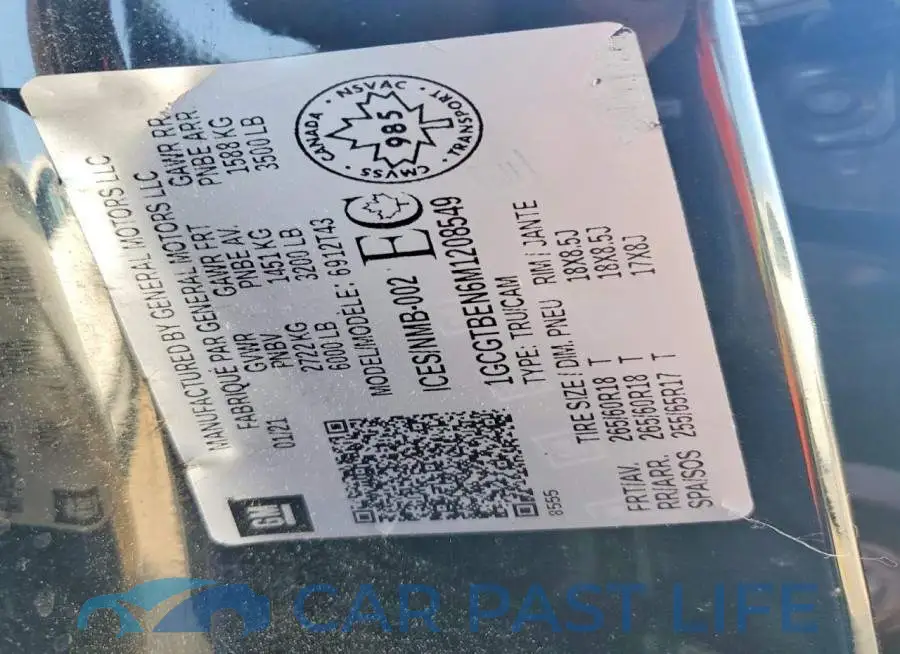 1GCGTBEN6M1208549# 12