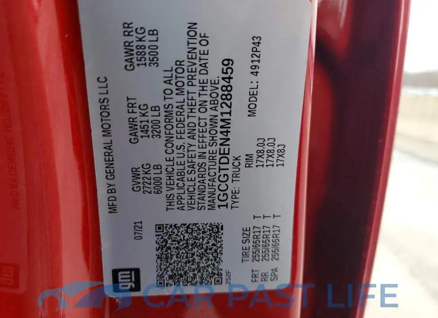 1GCGTDEN4M1288459# 12