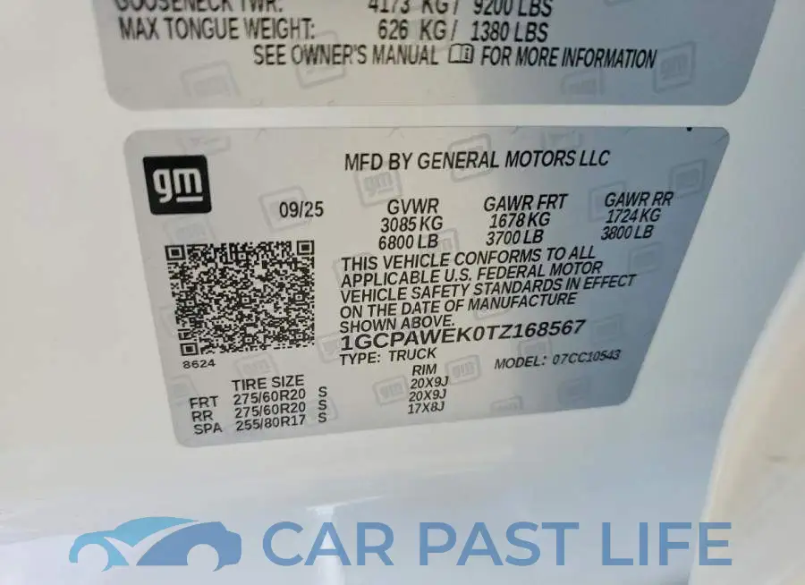 1GCPAWEK0TZ168567# 12