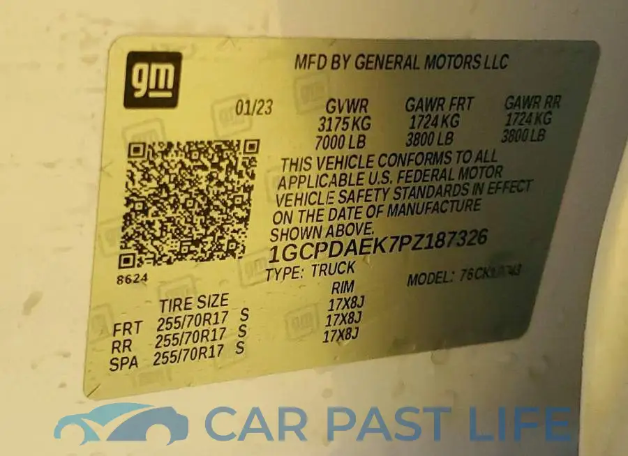 1GCPDAEK7PZ187326# 13