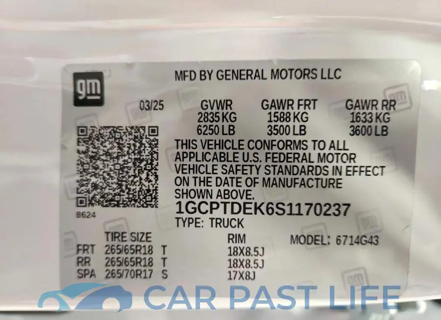 1GCPTDEK6S1170237# 12