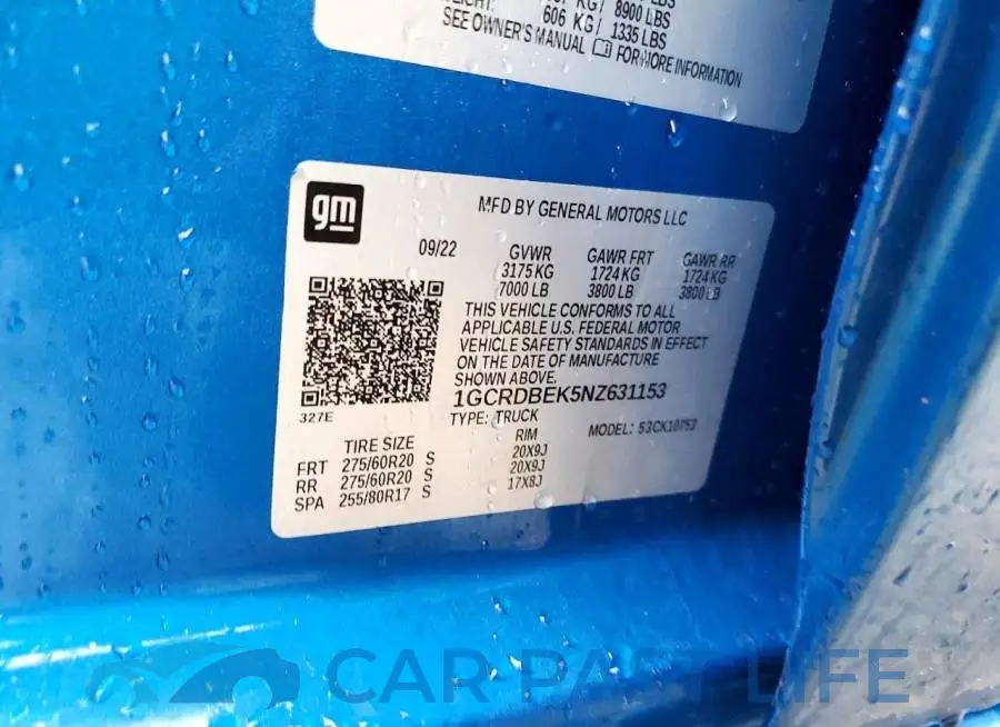 1GCRDBEK5NZ631153# 12