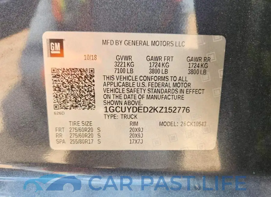 1GCUYDED2KZ152776# 12
