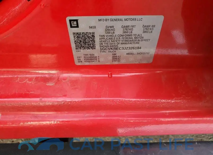 1GCVKREC3JZ326184# 12
