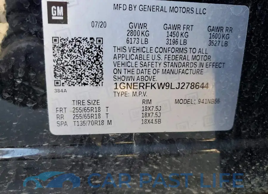 1GNERFKW9LJ278644# 13