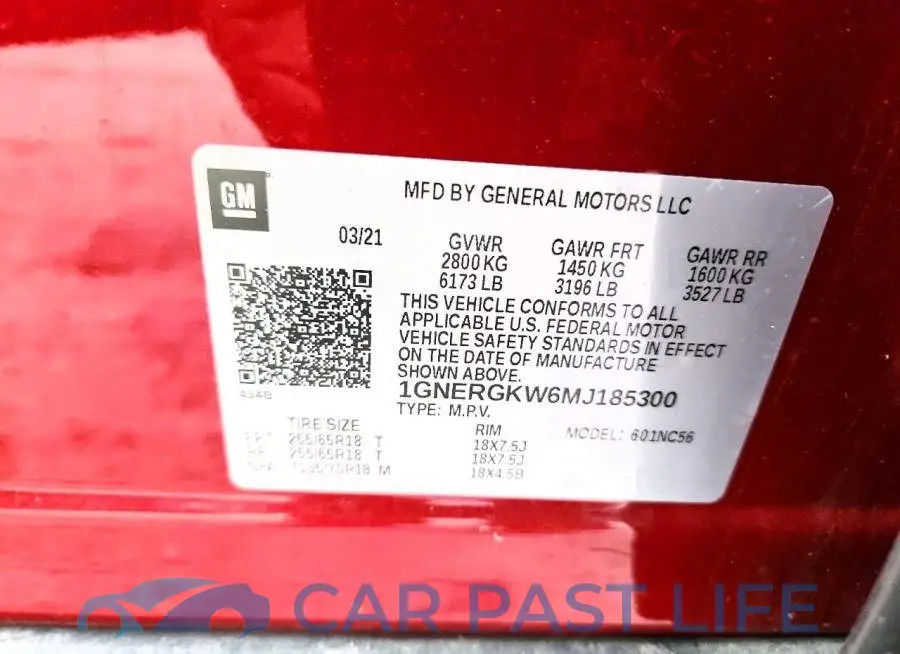 1GNERGKW6MJ185300# 13