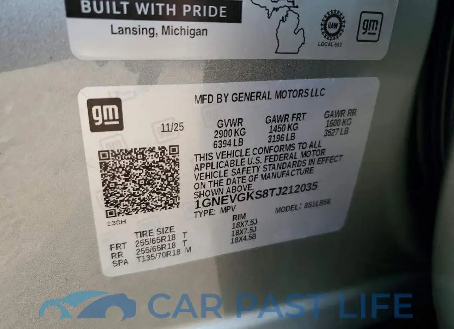 1GNEVGKS8TJ212035# 13