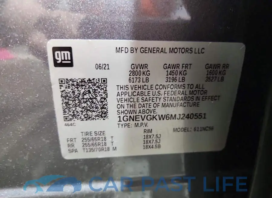 1GNEVGKW6MJ240551# 13