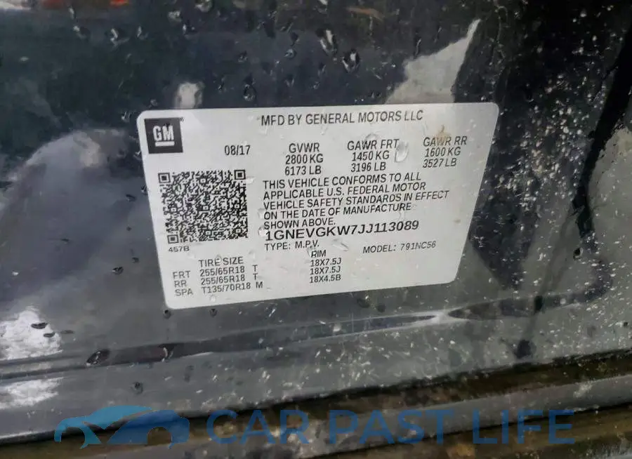 1GNEVGKW7JJ113089# 13