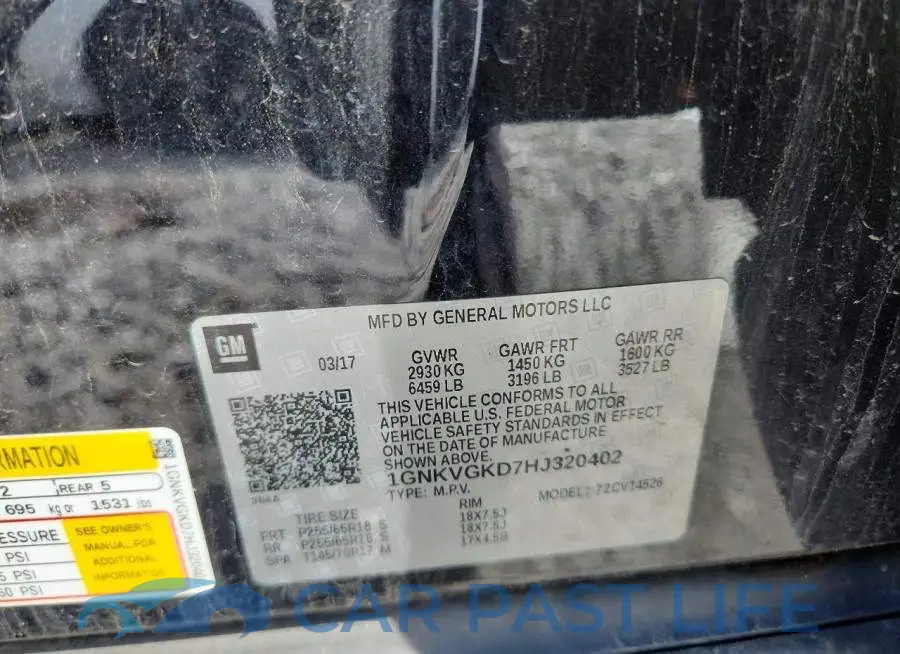 1GNKVGKD7HJ320402# 14