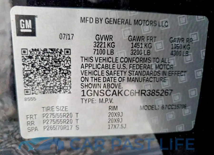 1GNSCAKC6HR385267# 13