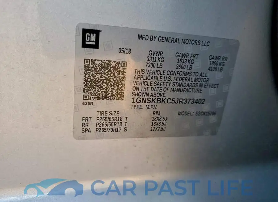 1GNSKBKC5JR373402# 13