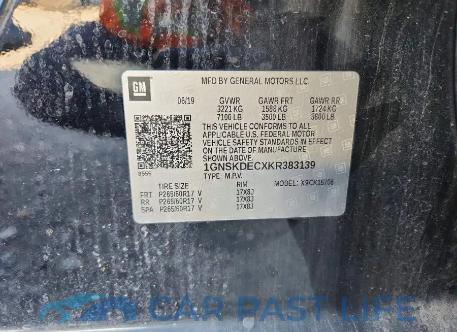 1GNSKDECXKR383139# 14