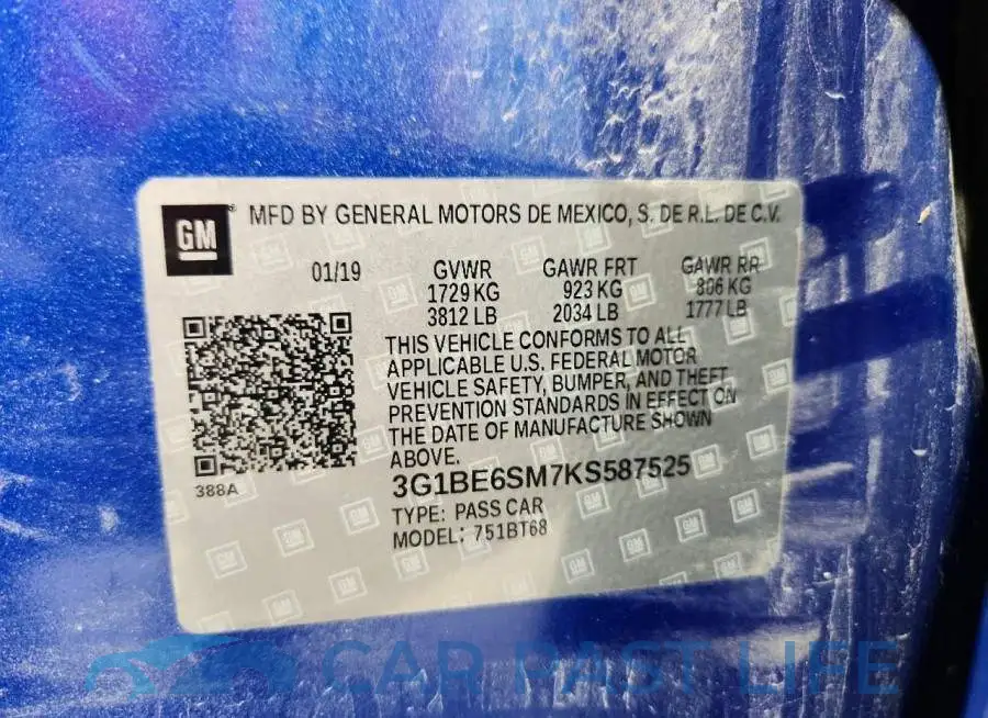 3G1BE6SM7KS587525# 12