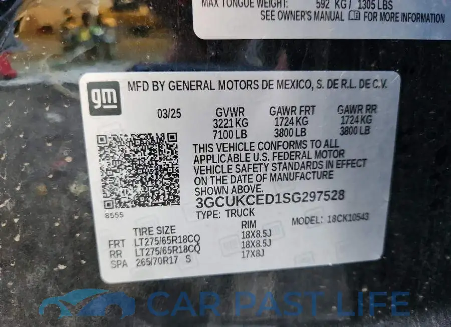 3GCUKCED1SG297528# 12