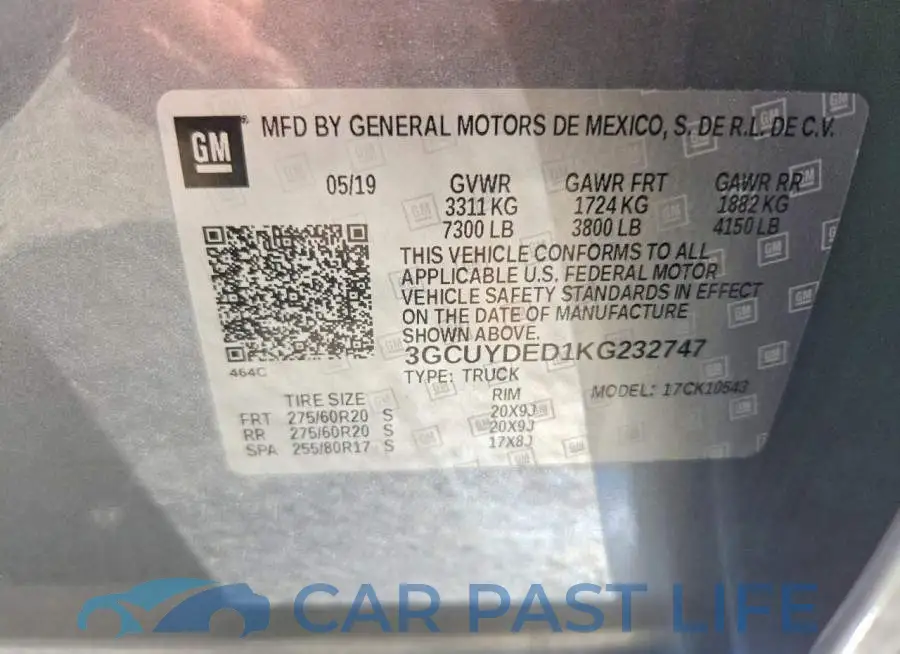 3GCUYDED1KG232747# 12