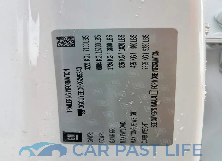 3GCUYEED6KG245340# 12