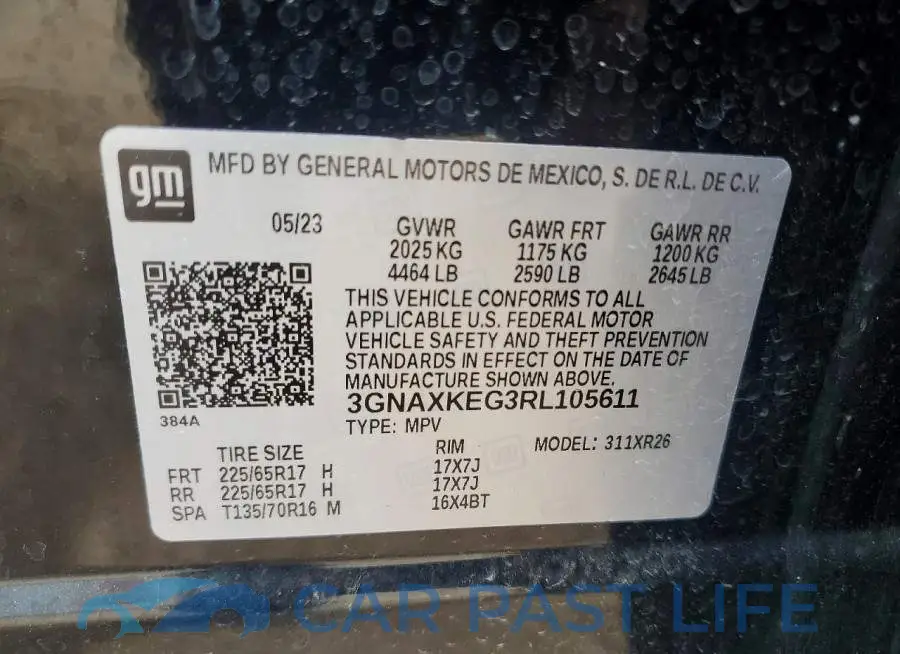 3GNAXKEG3RL105611# 14