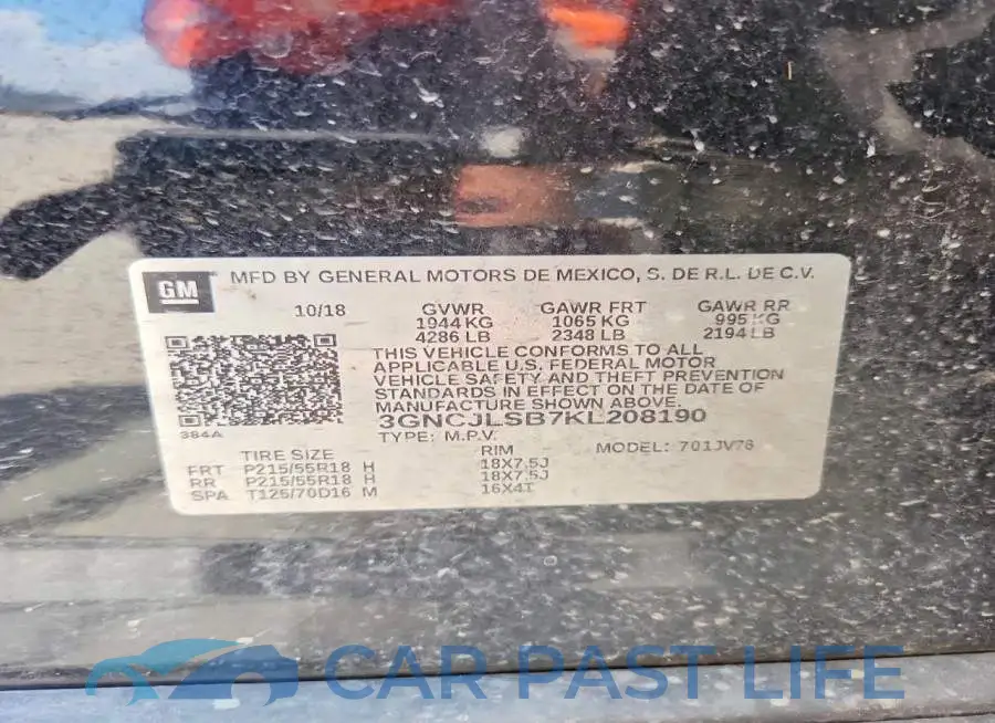 3GNCJLSB7KL208190# 12