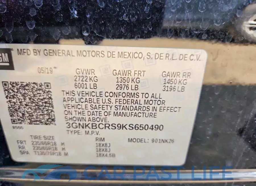 3GNKBCRS9KS650490# 12