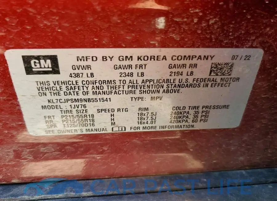 KL7CJPSM9NB551541# 13