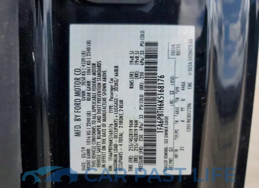 1FA6P8TH6K5168176# 12