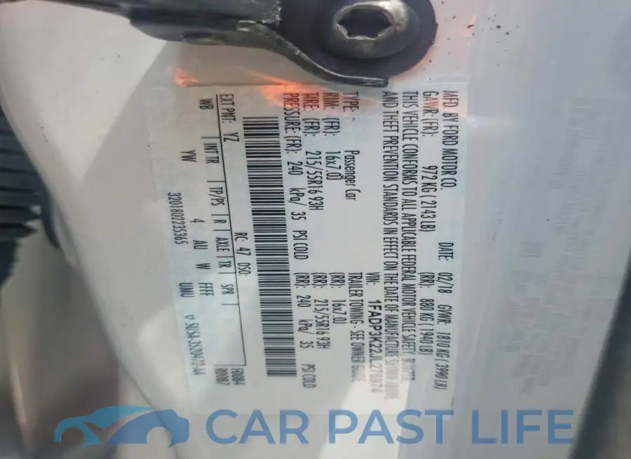 1FADP3K22JL276974# 12