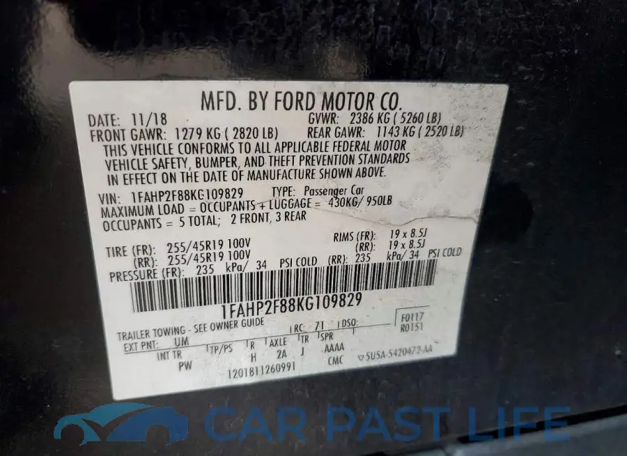 1FAHP2F88KG109829# 12