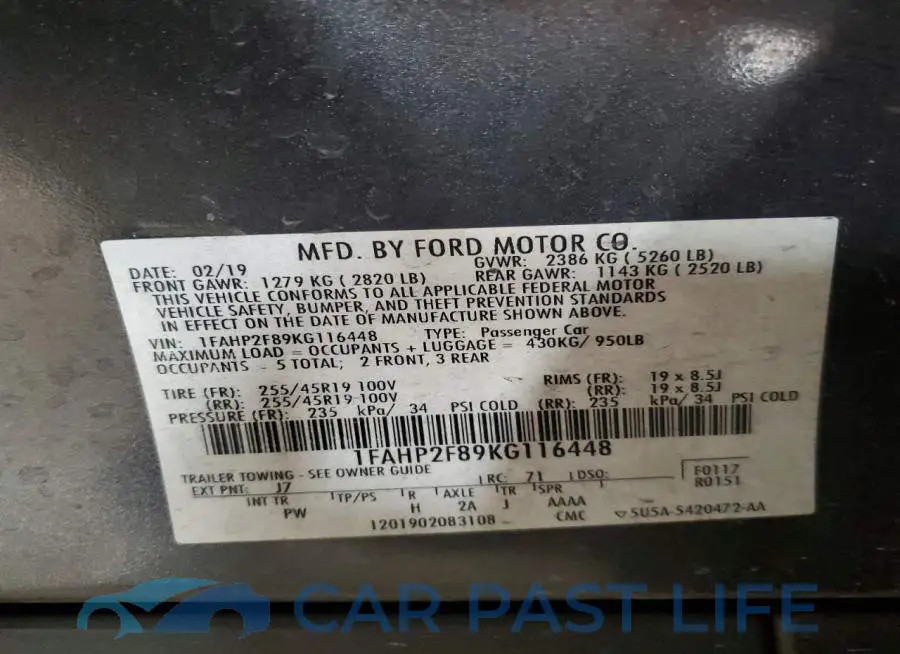 1FAHP2F89KG116448# 13