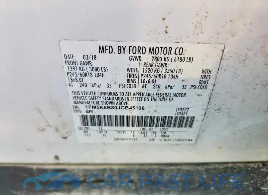1FM5K8B80JGB45108# 13