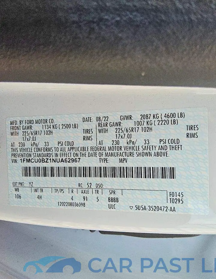 1FMCU0BZ1NUA62967# 12