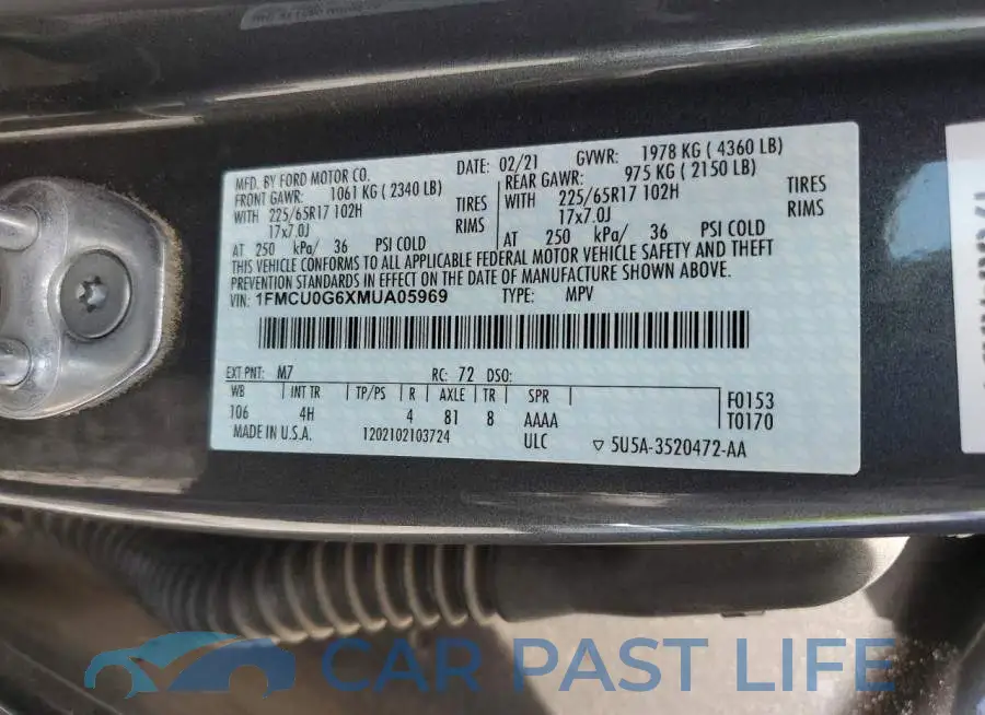 1FMCU0G6XMUA05969# 12