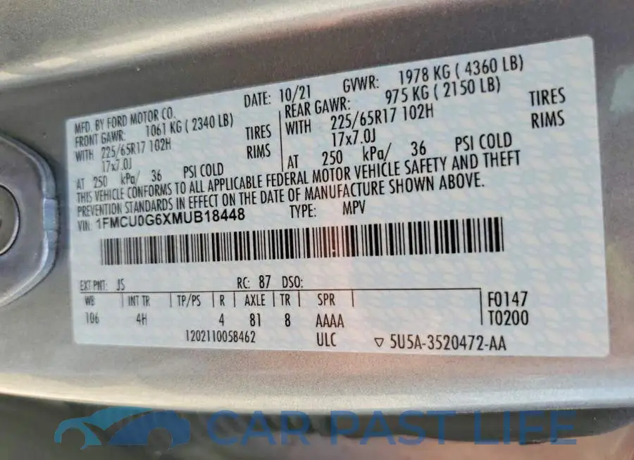 1FMCU0G6XMUB18448# 13
