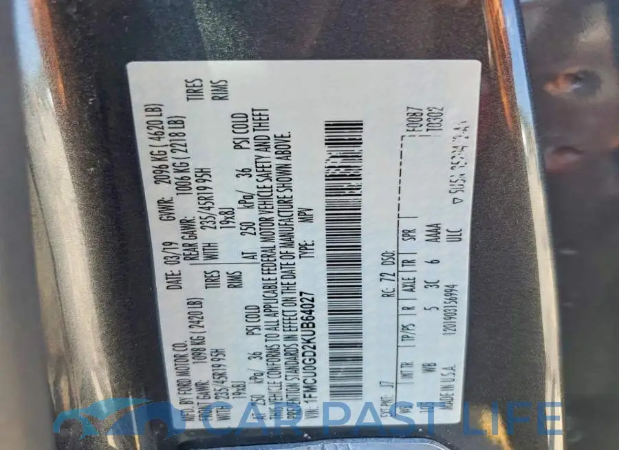 1FMCU0GD2KUB64027# 12