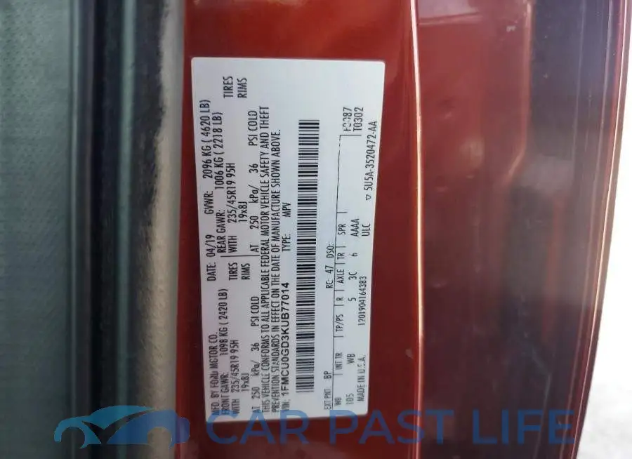1FMCU0GD3KUB77014# 13
