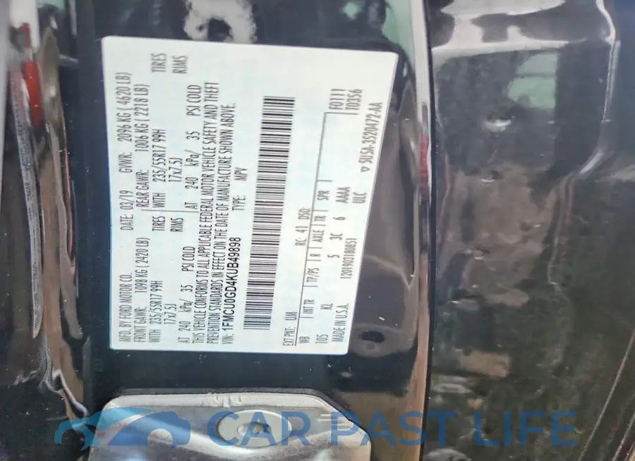 1FMCU0GD4KUB49898# 12