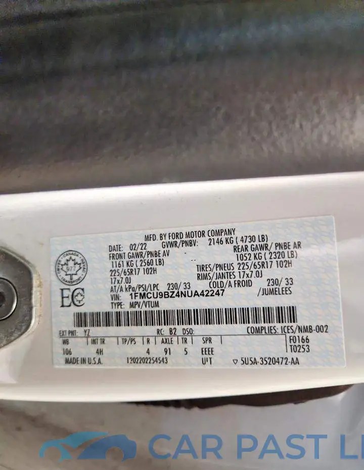 1FMCU9BZ4NUA42247# 13