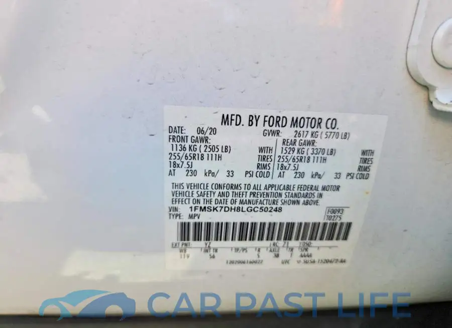 1FMSK7DH8LGC50248# 13