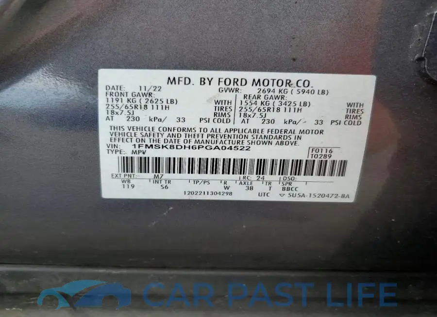 1FMSK8DH6PGA04522# 14