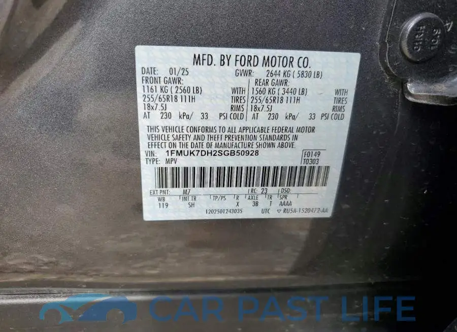 1FMUK7DH2SGB50928# 14