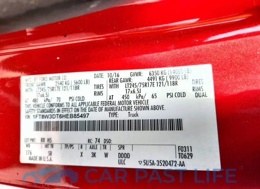 1FT8W3DT6HEB85497# 12