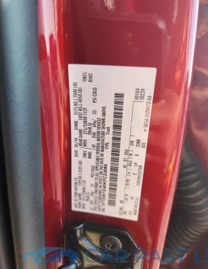 1FTEW1E40KFC23080# 12