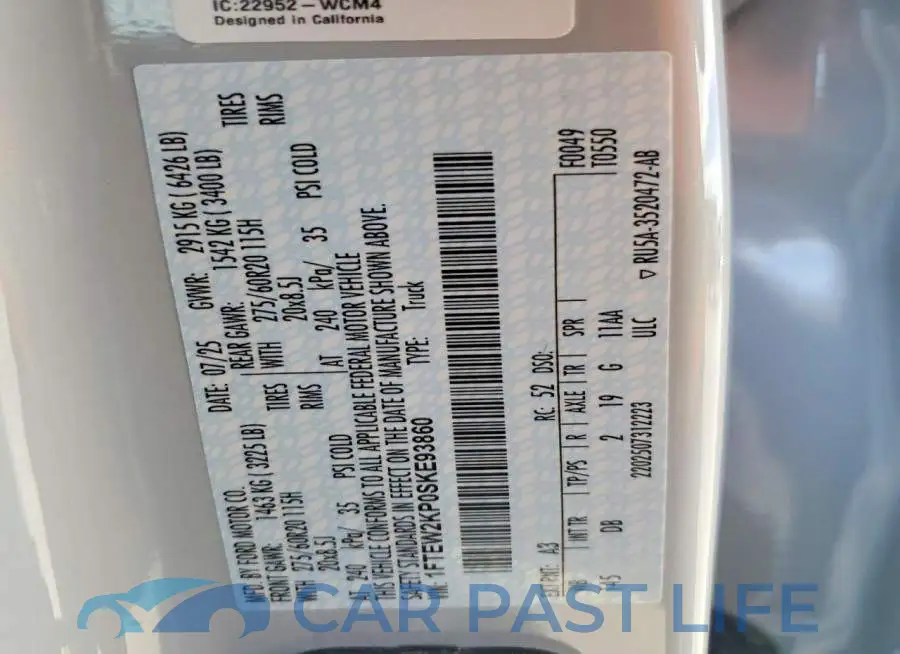 1FTEW2KP0SKE93860# 12