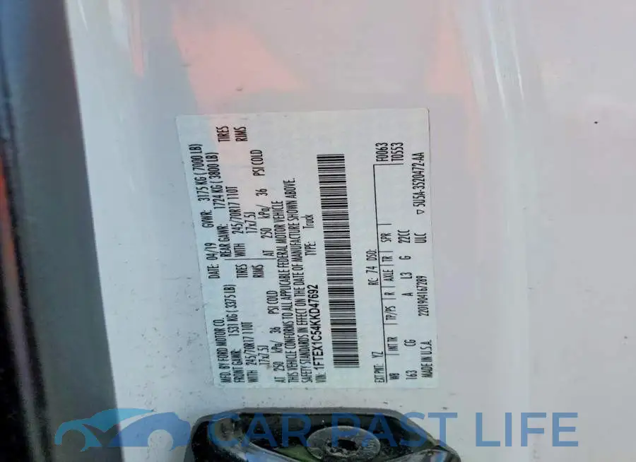 1FTEX1C54KKD47692# 13